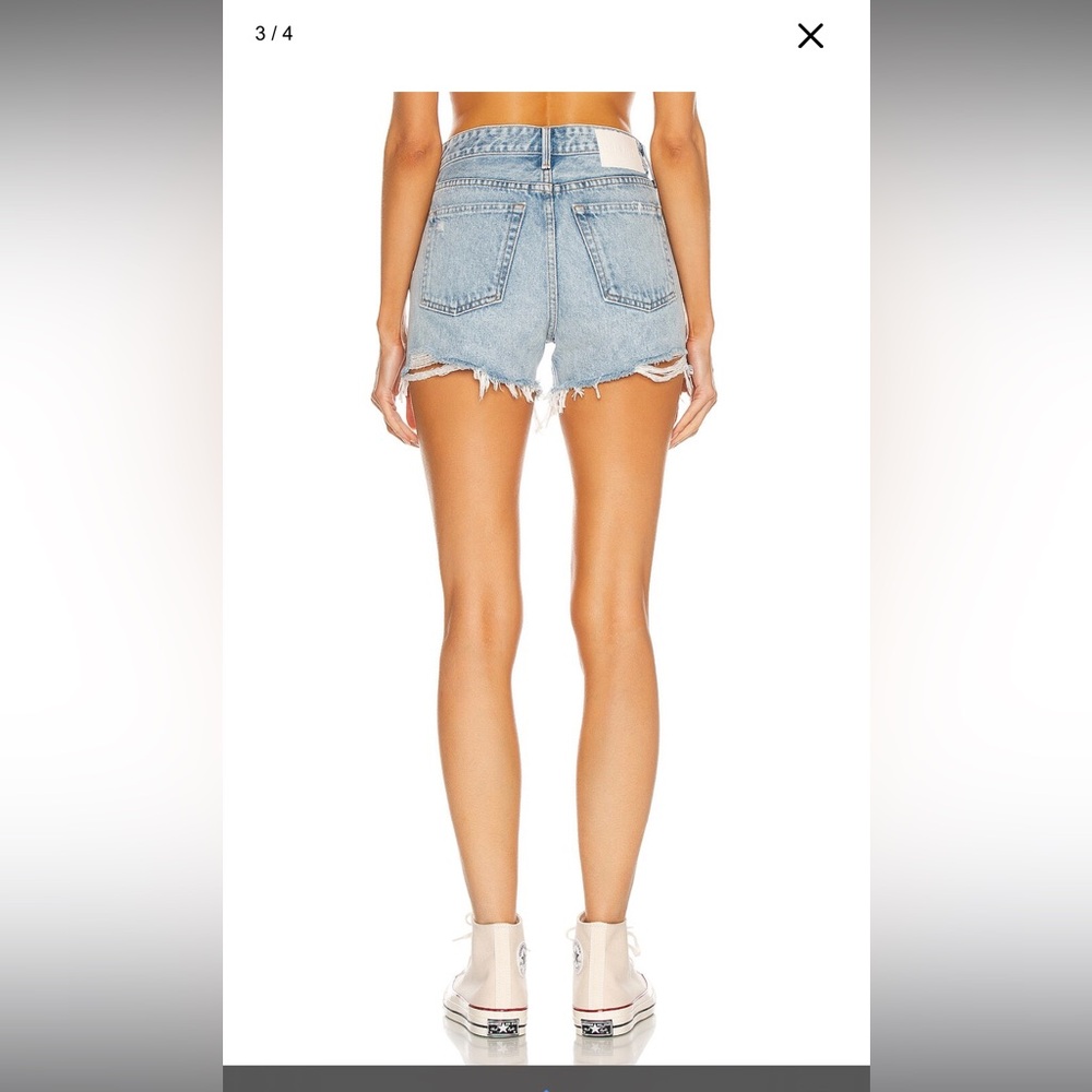 GRLFRND Faded Blue Frayed Denim Shorts - Picture 7 of 9